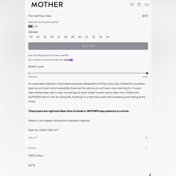 MOTHER Wide Leg Cropped Jeans - Blue - Picture 13 of 13